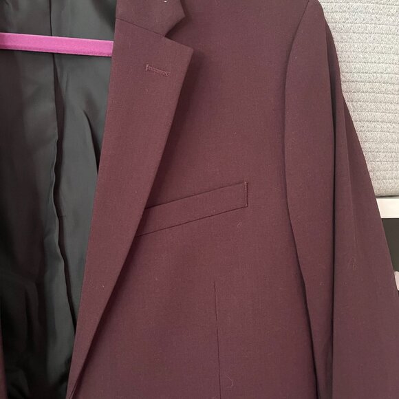 NWT H&M Skinny Fit Single-Breasted Jacket Burgundy 38R - Picture 8 of 10